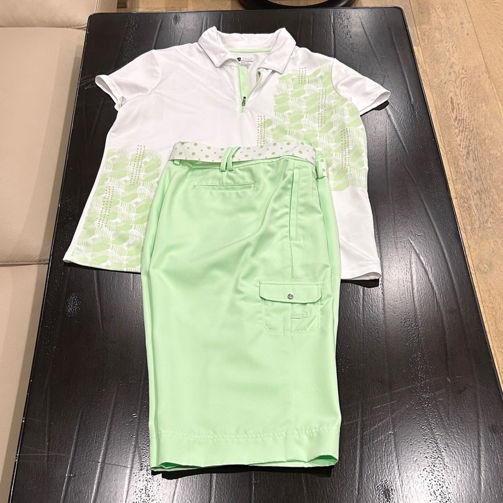 IZOD Green and White Golf Outfit